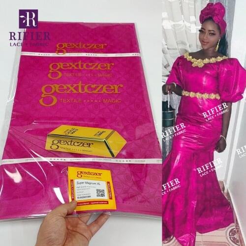 Rose Red Original Bazin Riche Fabric For Africa Men Or Women Wedding Party Clothing Bazin Riche Laces 2021 Top Quality Materials