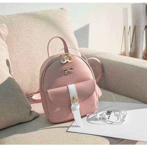 Fashion Womens Backpack Hit Color Bow knot Leaf Backpack Ladies Casual Cute PU Leather Mini Shoulder Crossbody Bag Knapsacks