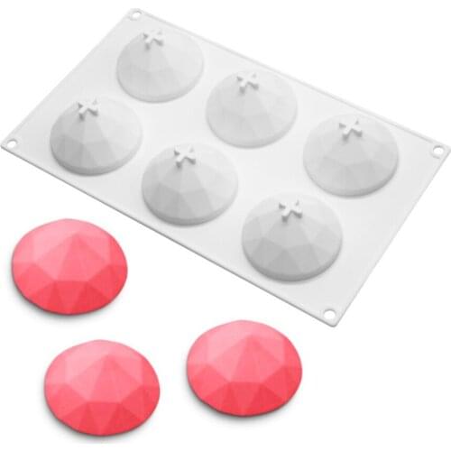 Silicone Cake Mold 6 Cavity 3D Diamond Shape Mold Silicone Chocolate Mousse Mold Cake Dessert Baking Tray Cake Decorating Tool