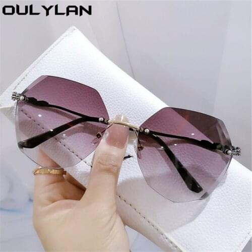 Oulylan Rimless Gradient Sunglasses Womens Metal Frameless Sun Glasses High quality Female Driving Eyeglasses UV400 Shades