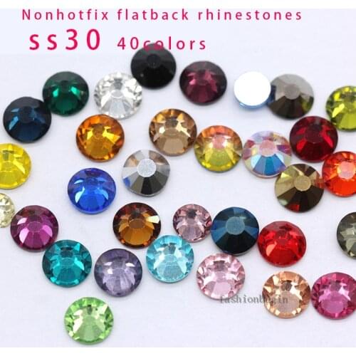 Ss30 36Pcs Glitter Various 40 Colors Rhinestone Crystal Flat back Nail Body Art Face Gem Festival Costume Craft Decorations