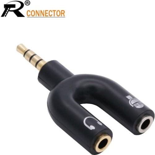 U Type Adapter Dual 3.5 MM Headphone Plug Audio Cables Splitter Microphone 2 in 1 Swivel Connector For Xiaomi etc. Computer PC