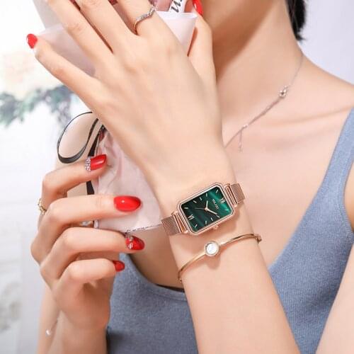 New Style Roman Dial Ladies Quartz Watch High Quality Rose Gold Stainless Steel Mesh Ladies Clock Gift Watch