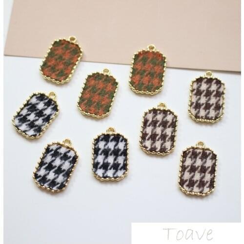 Winter and winter thousand bird lattice retro rectangular pendant alloy ear decoration material accessories