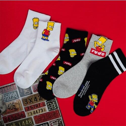 1 Pair Fashionable Socks Spring Summer Cute Cartoon Womens Pure Funny Happy Socks Cotton Female Socks Women Socks