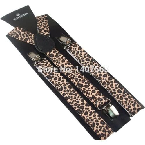 1pcs womens Sexy Leopard Elastic Plain Polyester Pants Clip-on Suspenders Braces