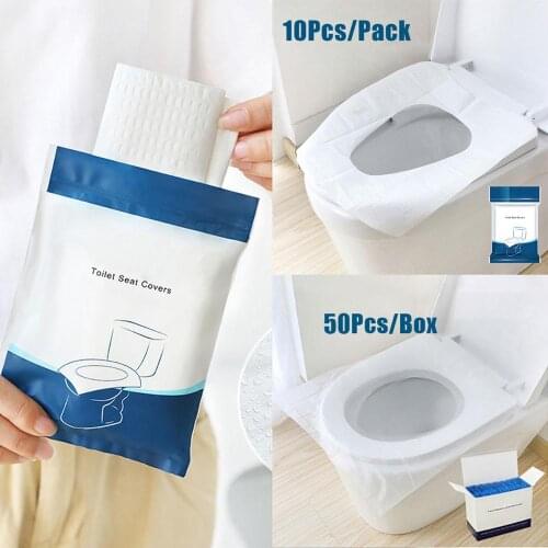 10/50pcs Disposable Toilet Seat Cover Mat Portable Waterproof Safety Toilet Seat Pad For Travel/Camping Bathroom