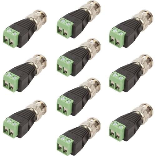 10 pcs Coax CAT5 To CCTV Coaxial Camera BNC Male Video Balun Connector