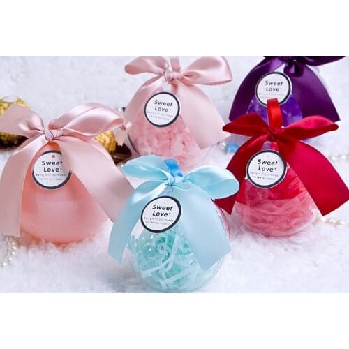 10pcs Gifts Plastic Clear Round Ball Favor Candy and Chocolates Packing Boxes for Wedding & Birthdays Event Party Decoration