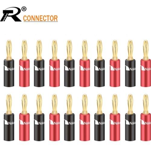 20pcs Plastic 4mm Audio Speaker Screw Banana Plugs Connector Red Black Screw Type Speaker Cable Wire Pin Banana Plug Connectors