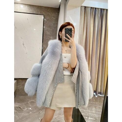 2021 New Natural Real Fox Fur Coat Jacket Womens Winter Natural Fur Vest Jacket Fashion High-End Real Fox Fur Vest Jacket