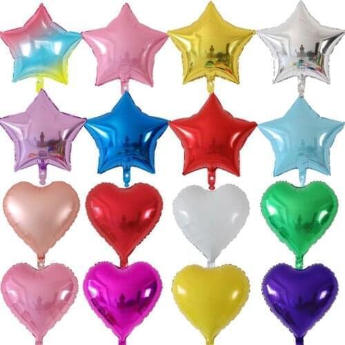50pcs 18inch Star Heart Inflatable Helium Balloon Birthday Party Decorations Kids Foil Balloons Wedding Christmas Supplies Gifts