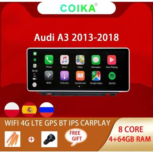 WIFI 4G SIM 8 Core Android System Car Radio Screen For Audi A3 4+64GB RAM BT IPS Touch Screen GPS Navi Carplay