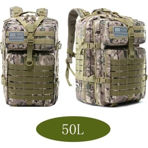 Large Backpack 50L Capacity Men Army Military Tactical Waterproof Outdoor Sport Hiking Camping Travel 3D Rucksack Bags for Men