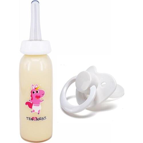 2021 ddlg adult bottle with Adult Baby Pacifier ABDL pink cute large capacity silicone pacifier bottle adult parifiter dummy DOM