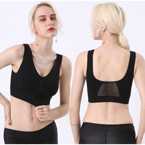 Women Thread Wirefree Breathable Fitness Bra Mesh Hollow Out Quick-Dry Seamless Push Up Sports Bra Underwear Clothes