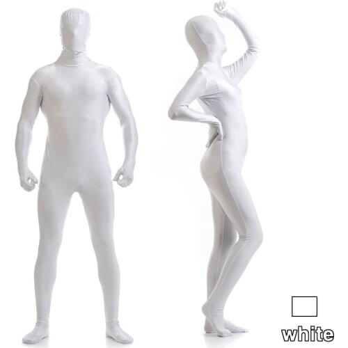 Kid Adult White full body Unisex Spandex Bright 2nd Skin Zentai Costumes Bodysuit Unitard leotard