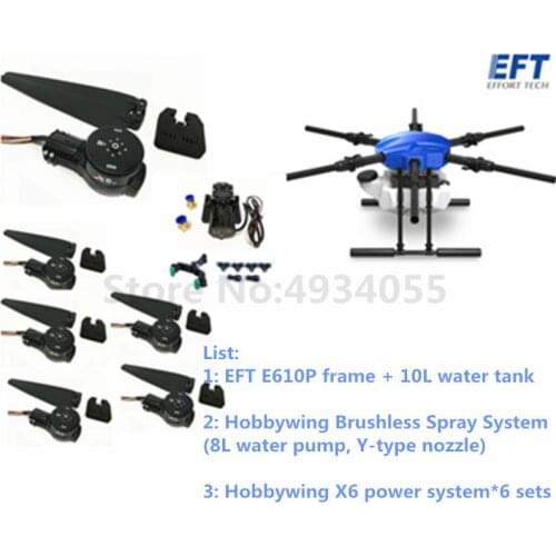 EFT E610S upgrade EFT E610P six-axis 10L 10kg agricultural spray drone frame kit brushless water pump Hob bywing X6 power system