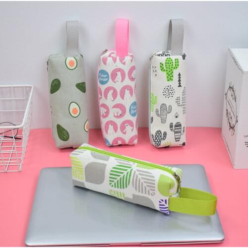Cute Kawaii Fruit Avocado Pencil Case Large Capacity Pen Bags Cute Canvas Pencil Bags for Girl School Supplies Korean Stationery
