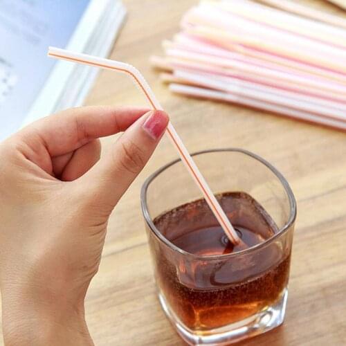 Color Mixing Curved Plastic Drinking Straw Banquets Cocktail Bar Drink Accessories Bottled Canned Beverage Straws