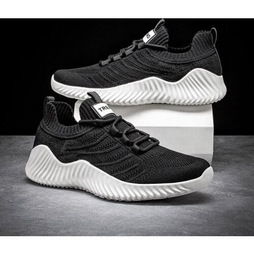 2020 New Fashion Men Shoes Lightweight Mesh Breathable Black Mens Sneakers Outdoor Comfortable Lace-up Running Man Tenis Shoes