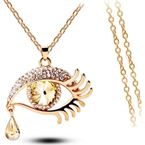 Miss Lady Summer ethnic jewelry Blue Turkey evil Eye Tear Color Long Chain Pendant Necklaces For Women ML055