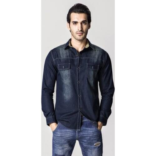 2021 four seasons European Edition increased high-quality cotton mens washed denim Long Sleeve Shirt Large 6xl Max 280 kg