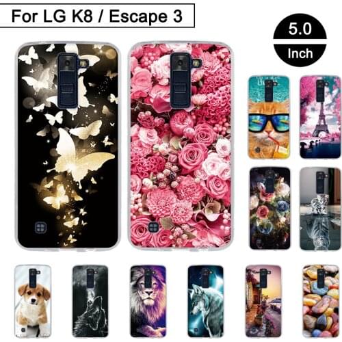 Soft TPU Case For LG K8 / Phoenix 2 / Escape 3 5.0" Back Phone Cover For LG K8 K350N Painted Pattern Silicon Cases Thin Shells