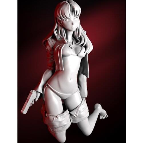 75mm Resin Model Kits prettry Girl Warrior Figure Unpainted RW-227