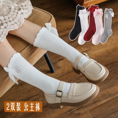 Girl Socks Baby Socks Winter Spring Toddler Knee High Kids Girls Socks knee long Bowknot Children Red Keep Warm Cotton