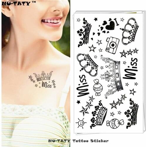 Nu-TATY Imperial Queen Crown Temporary Tattoo Body Art Arm Flash Tattoo Stickers 17*10cm Waterproof Fake Painless Tattoo
