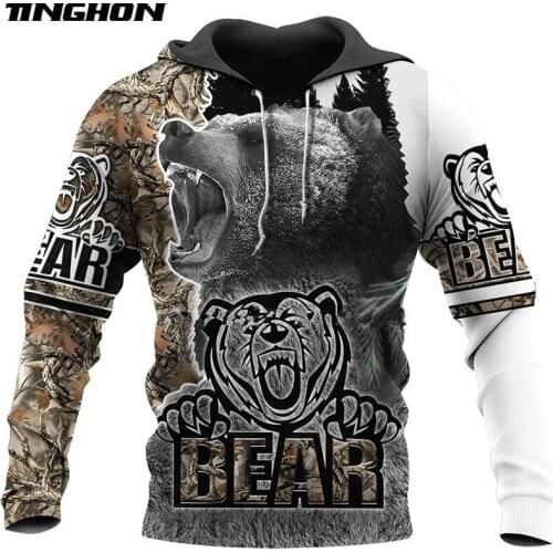 Bear HUNTING 3D Printed Shirts 3D Print Hoodies/Sweatshirt/Zipper Man Women Big Black Bear Bow Hunter XS-7XL