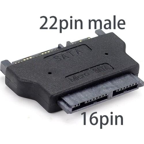SATA Male to Female Adapter SATA 7+15 22P Male to Micro SATA 7+9 16P Female Converter Adapter Black