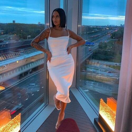 2021 Summer Newest Women Sling Dress Solid Color Casual Soft Women Sleeveless Dresses Fashion Daily Knee-length Stylish Dresses