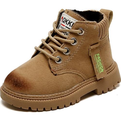 Children Plush Warm Shoes For PU Leather Girls Boys Kids Martin Boots Autumn Winter New Toddler Baby Outdoor Walking Short Boots