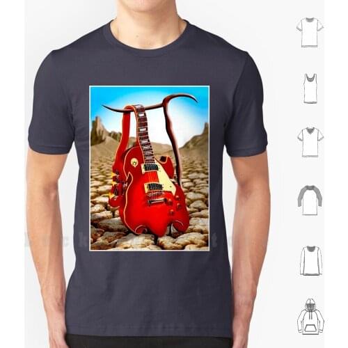 Melted Guitar : Vintage Abstract Dali Desert Print T Shirt Print 100% Cotton New Cool Tee Melted Guitar Guitar Music