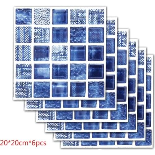 Sapphire Mosaic Retro Tiles Floor Wall Stickers Kitchen Bathroom Window Basin Decoration Art Mural Waist Line Vinyl Poster