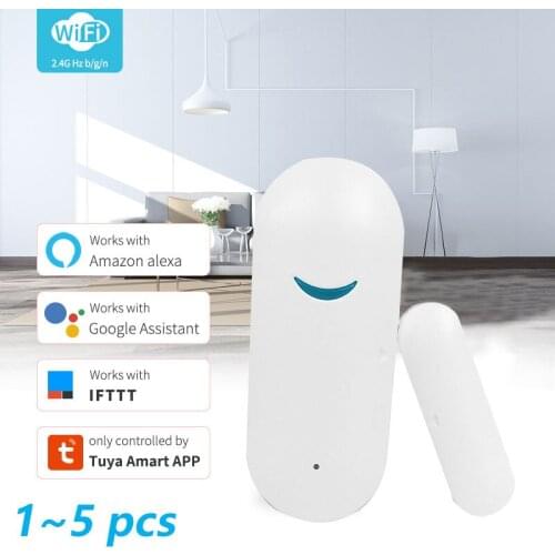 2021 Tuya Smart WiFi Door Sensor Door Open/Closed Detectors Wifi Home Alarm Compatible Work With Alexa Google Home Tuya APP