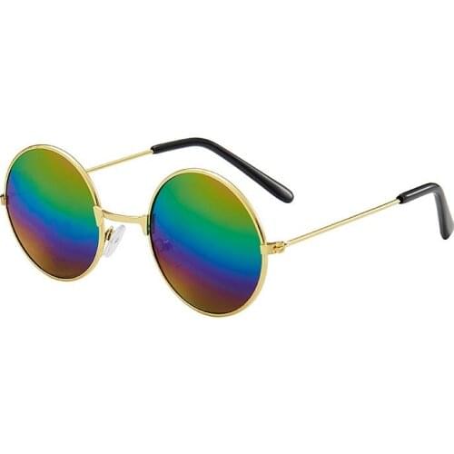 Vintage Small Round Sunglasses Kids Brand Designer Steampunk Sunglasses Female Alloy Colorful Mirror Retro Black Oculos De Sol