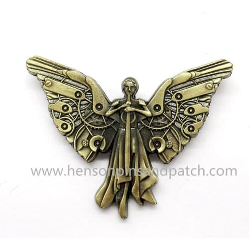 Customed high quality 3D antique bronze metal angel pendant