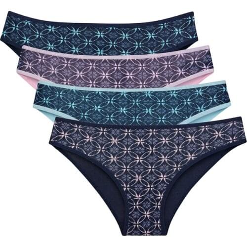 Women Panties 4 Pcs Comfortable Flexible Cotton Lycra Underwear