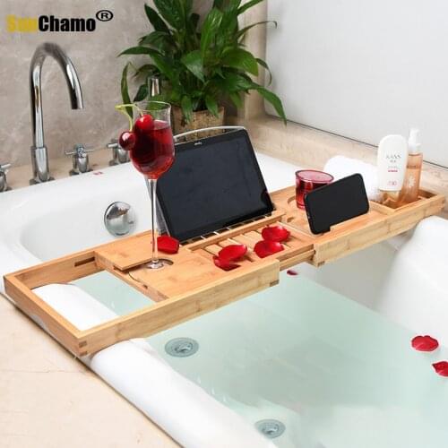 Retractable Bathtub Storage Rack Bath Bathtub Shelf Bridge Tub Tools Tray Rack Wine Glass Book Holder Bathtub Rack Support