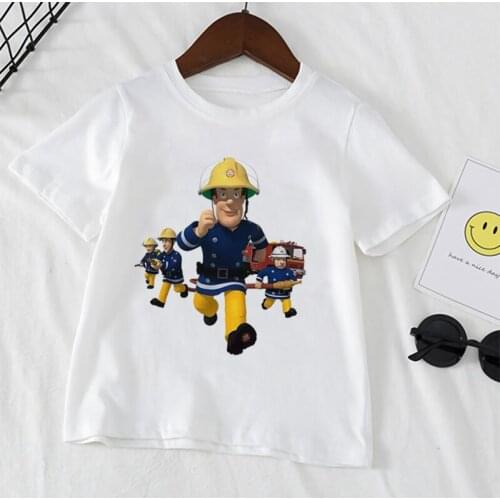 Cartoon Fireman SamFunny T-shirt Kids Summer Print Tops Baby Short Sleeve Tshirt Boys Girls Childrens Clothing,YKP010