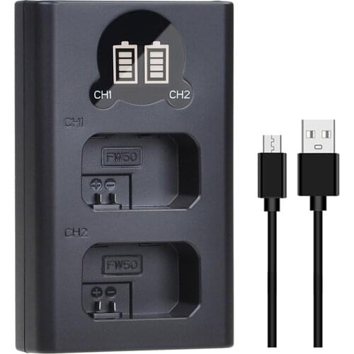 For Sony NP-FW50 NPFW50 NP FW50 Alpha a6500 a6300 a6000 a5000 a3000 NEX-3 a7R LED Dual USB Battery Charger