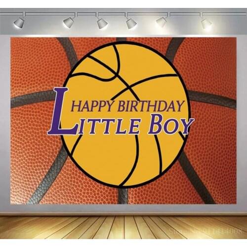 Lakers Yellow Basketball Little Boy Happy Birthday Backdrop Photography Newborn Baby Shower Customize Photo Backgrounds
