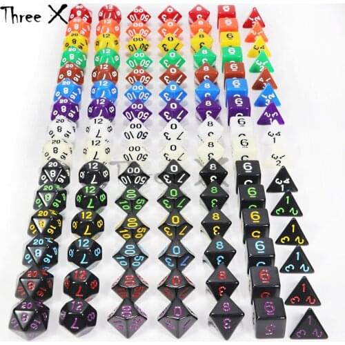 Yellow ColorTop Quality DND 7pc/lot Dice Set D4,D6,D8,D10,D10%,D12,D20 Portable for Board Game As Gift