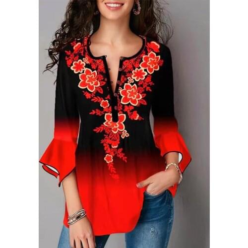 New Women T Shirt Fashion Casual V-Neck Tops Large Size Female Ruffle Sleeve Hem Irregular Elegant Top S-5XL Plus Size Loose Top