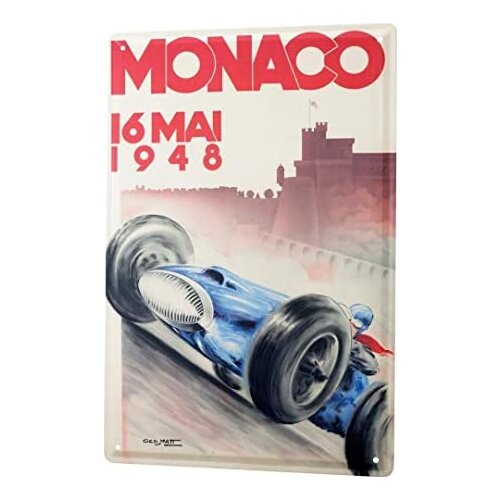 Tin Sign Decor Plaques Vintage Car Monaco Grand Prix 1948