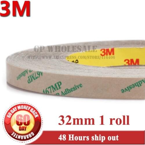 1 Roll 0.06mm Thickness, 32mm*55 meters Ultra Thin 3M 467MP 200MP Double Sided Tape Sticky, for Plastic, Metal, Screen Adhesive