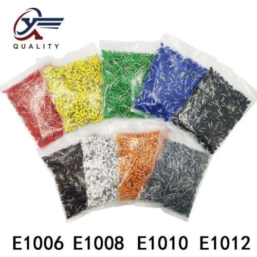1000pcs/Pack E1008 Insulated Cord End Terminal Crimp Terminal Wire Connector Crimp Ferrules Crimping Terminals Tubular AWG #18